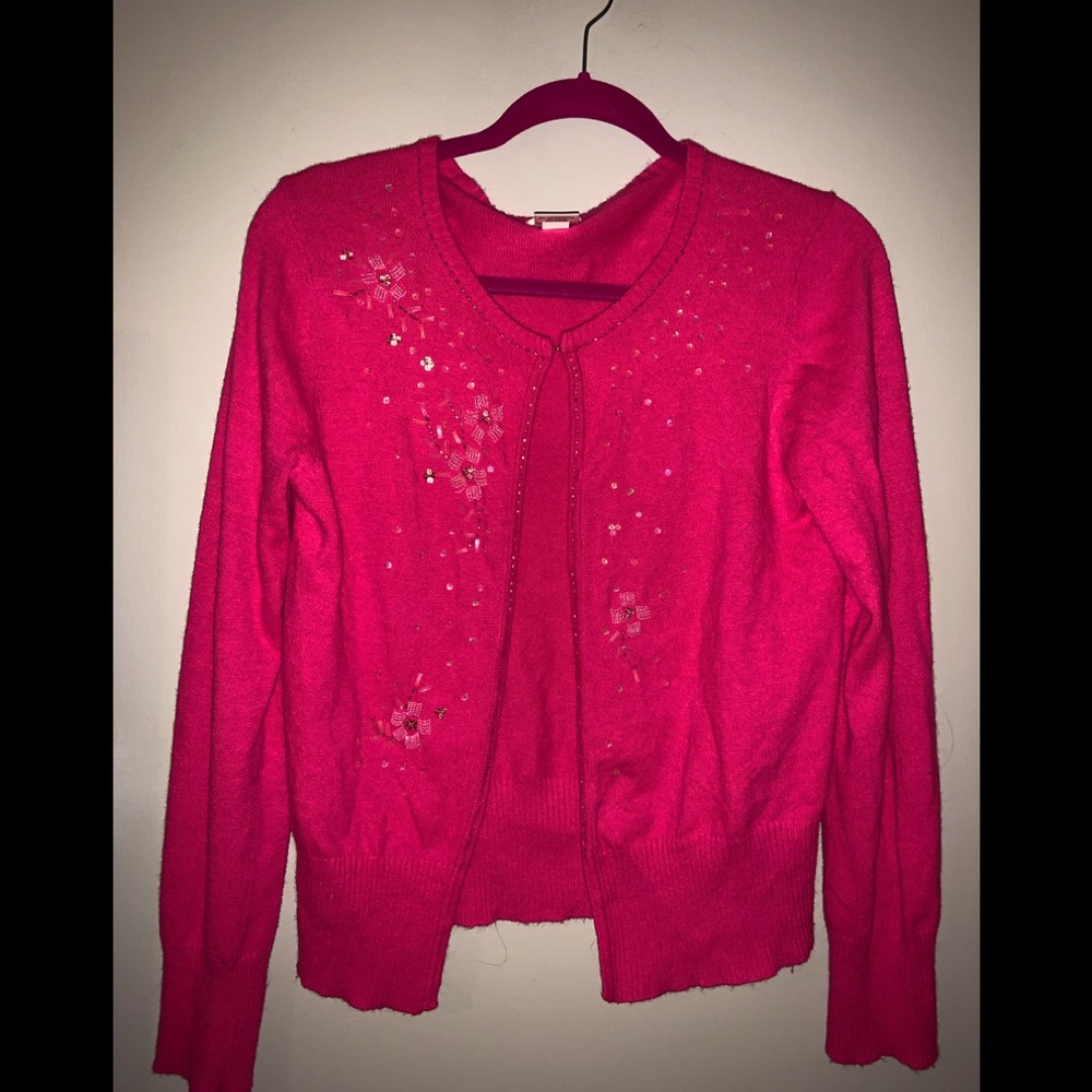 Floral beaded pink cardigan